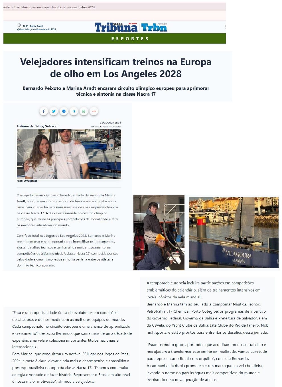 Tribuna da Bahia: Velejadores intensificam treinos na Europa de olho em Los Angeles 2028