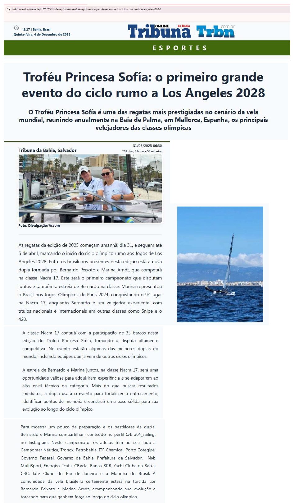 Tribuna da Bahia: Troféu Princesa Sofía: o primeiro grande evento do ciclo rumo a Los Angeles 2028